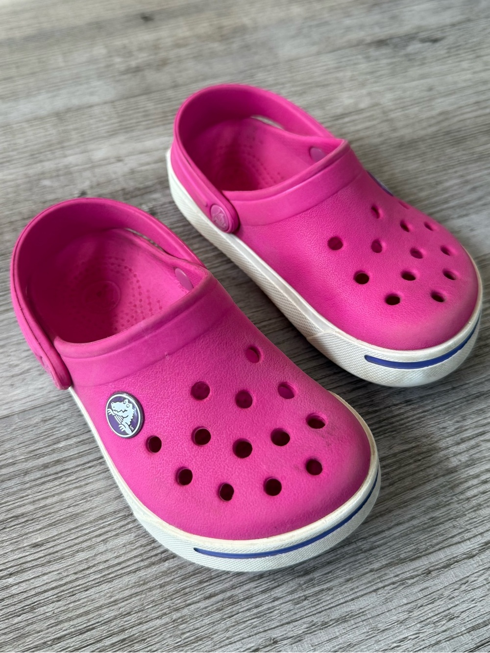Crocs Kids Pink Clog Shoes with Strap Size 8 / 9 Toddler